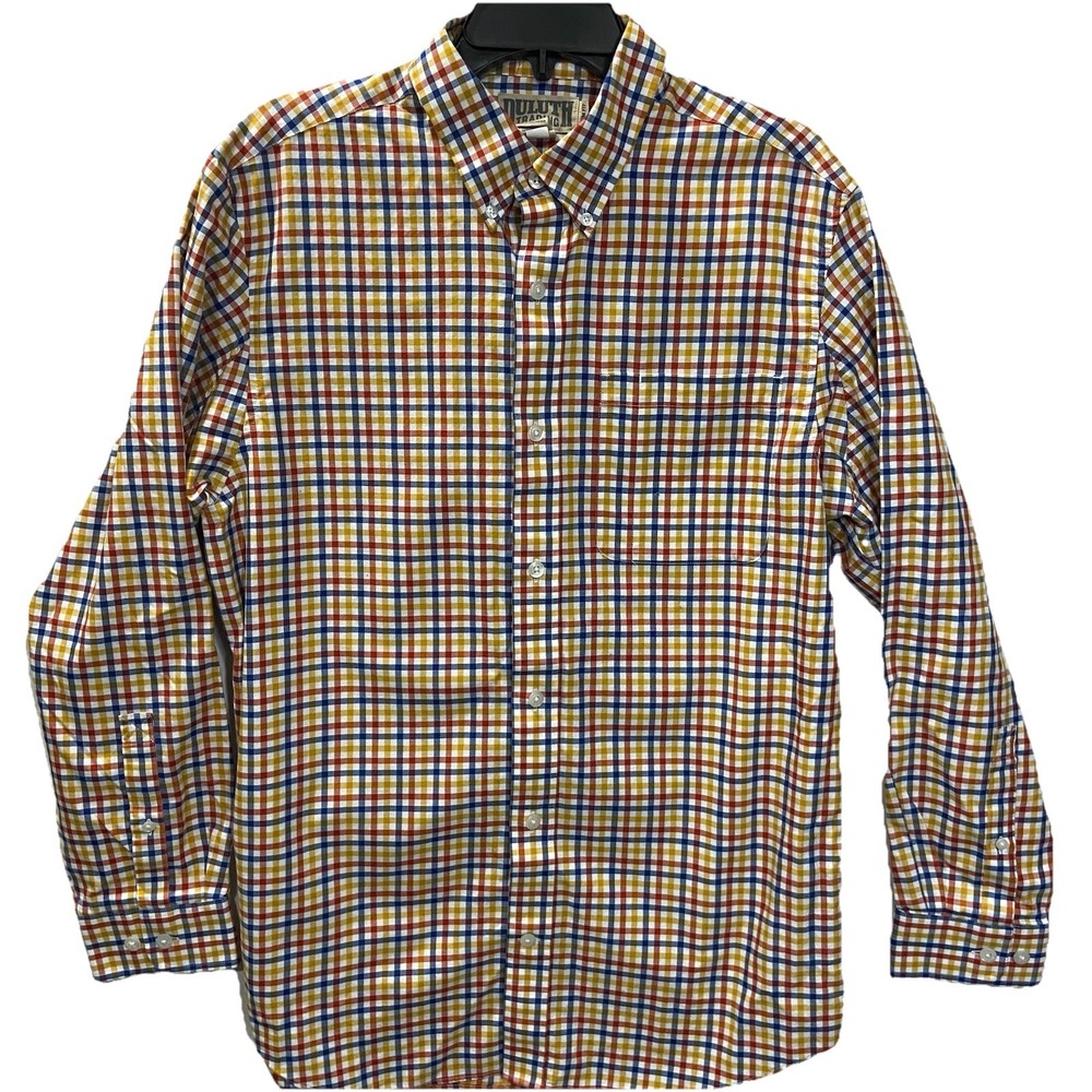 Deluth Trading Mens Large Plaid Collared Button Up Long Sleeve Trim Fit